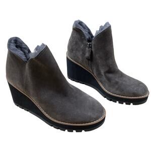 Eileen Fisher Chalet Suede Wedge Bootie Brown Women's Size 5.5 New Without Box